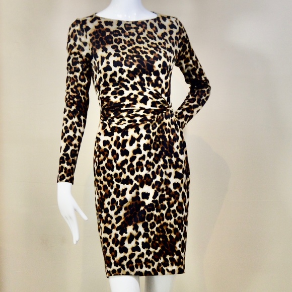 Leopard Print Mini Night Out Dress by Carmen Marc Valvo.Made in US - Picture 4 of 13